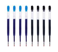 Nurila Lot de 8 recharges pour stylo à bille - Format G2 - 0,5 mm - Pour utilisation scolaire et bureau - Stylo de rechange universel (9,8 cm) - Bleu et noir