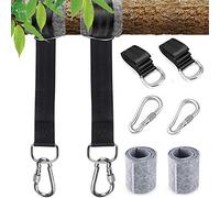 Nurkoo Lot de 2 sangles de fixation pour balançoire, 3 m, avec 2 mousquetons robustes et anneaux en D, peut supporter jusqu'à 1000 kg avec sac de rangement, 2 coussins de protection pour arbre