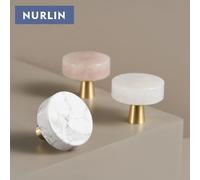 Nurlin-lèvent en pierre naturelle, laiton, marbre, cristal, diversifier les armoires, armoire, porte, proximité des wers, blanc, rose CH066-White-30