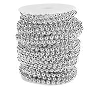Nurnesy 25m Perle Perle Guirland String électroplase Abitation Imitation Perles avec Finition Brillante pour le Mariage de Noël Décor de Noël Argent doré 6 Mm (Argent)