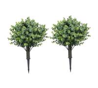 Nurnesy Arbres Topiaires Artificiels PE de 19.7 Pouces, 2 Pièces, Fausses Plantes avec Piquet de Sol pour Décoration de Porche