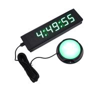 Nurnesy Chronomètre de Compétition à LED Verte 1,5 Pouces 6 Chiffres | Horloge de Compte à Rebours avec Télécommande et Bouton Filaire pour Jeux Télévisés et Entraînements Sportifs