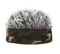 Nurnesy Hommes Courte Putain de Bande Hommes Hommes Artificiels Chapeau Camouflage Gris Taille Réglable Taille de Bande Perruque pour Les Fêtes des Activités de Plein Air avec Un