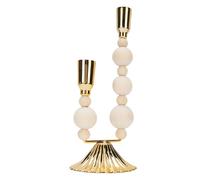 Nurnesy Pièce de Bougie à Double Tête Rustique Française - Pièce Maîtresse Décorative en Fer et Perles en Bois pour Décor de Ferme pour la Ferme