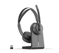 Nuroum HP31-D(2nd Gen) Casque Bluetooth sans Fil avec Micro,Casque à Réduction de Bruit ENC avec Station de Charge,Clé USB A&C/Bluetooth/Dongle,45H d'Autonomie pour Le Travail/PC/Camions/Appels Clairs
