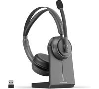 Nuroum HP31D(3rd Gen) Professionnel Casque Bluetooth sans Fil avec Micro,Casque à Réduction de Bruit ENC, Station de Charge/Bluetooth 5.4/USB Dongle, 45H d'Autonomie pour Télétravail/PC/Appels Clairs