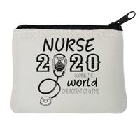 Nurse 2020 Porte-monnaie en néoprène avec inscription « Saving the World One Patient at A Time » Blanc 10 x 11 cm
