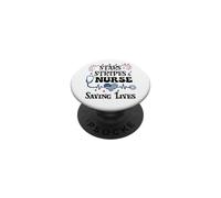 Nurse 4th of July Funny Scrub Stars Stripes and Saving Lives PopSockets PopGrip Adhésif