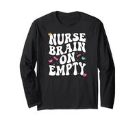 Nurse Brain on Empty Retro Coffee Slogan Graphic Manche Longue