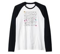 Nurse Brain on Empty Retro Coffee Slogan Graphic Manche Raglan