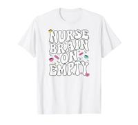 Nurse Brain on Empty Retro Coffee Slogan Graphic T-Shirt Graphique avec Valeur, Homme, Blanc, L