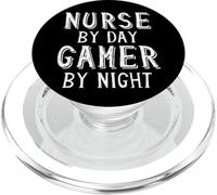 Nurse by Day Gamer by Night Top Cadeau de Jeu pour infirmières Joueurs PopSockets PopGrip pour MagSafe