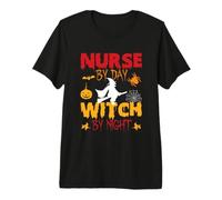 Nurse by Day Witch by Night Funny Witch Halloween Costume T-Shirt Haut de Gamme