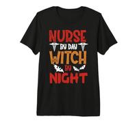 Nurse by Day Witch by Night Funny Witch Halloween Costume T-Shirt Haut de Gamme