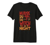 Nurse by Day Witch by Night Funny Witch Halloween Costume T-Shirt Haut de Gamme