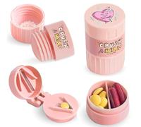 Nurse Is Love 3 en 1 - Ecrase Cachet + Coupe Comprimé + Pillulier | Coupe Medicaments + Pillulier Voyage + Ecraseur | Compact Idéal pour Pochette, Trousse de Secours | Accessoires Infirmière | Rose