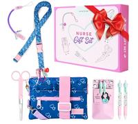 Nurse is Love Cadeau Infirmiere & Aide Soignante Set (7 pces.) | Sac Banane + Cordon Tour De Cou Badge + Ciseaux Mayo PINK + 1 Pochette avec 2 Stylo Multi-Encre + Porte-Ciseaux | Accessoires & Cadeau