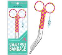 Nurse is Love Ciseaux infirmier, Ciseaux pour Bandage Medical | Lames Aiguisées a Bout Rond Idéal pour Coupe Pansement Compressif | Infirmiere Accessoires | Motifs exclusifs et Uniques