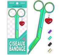 Nurse is Love Ciseaux infirmier, Ciseaux pour Bandage Medical | Lames Aiguisées a Bout Rond Idéal pour Coupe Pansement Compressif | Infirmiere Accessoires | Motifs exclusifs et Uniques