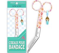 Nurse is Love Ciseaux infirmier, Ciseaux pour Bandage Medical | Lames Aiguisées a Bout Rond Idéal pour Coupe Pansement Compressif | Infirmiere Accessoires | Motifs exclusifs et Uniques