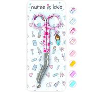 Nurse is Love Ciseaux infirmier, Ciseaux pour Bandage Medical | Lames Aiguisées a Bout Rond Idéal pour Coupe Pansement Compressif | Infirmiere Accessoires | Motifs exclusifs et Uniques
