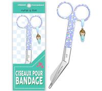 Nurse is Love Ciseaux infirmier, Ciseaux pour Bandage Medical | Lames Aiguisées a Bout Rond Idéal pour Coupe Pansement Compressif | Infirmiere Accessoires | Motifs exclusifs et Uniques