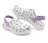Nurse is Love Sabot Femmes Infirmière Purple - Mules e Sabots Sanitaires Confortable Ajustés avec Bloc Opératoire | Chaussures Medicales, Aide Soignante | Infirmiere Accessoires & Vétérinaire