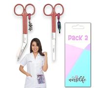 Nurse Life Lot de 2 ciseaux d'infirmière Mayo et bec canard, pointe rome, idéal pour poche et porte-ciseaux infirmière en détresse, pointe ronde professionnelle, I love it, bandage, acier brossé, rose