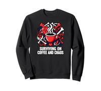 Nurse Life Surviving on Coffee and Chaos ER Sweatshirt