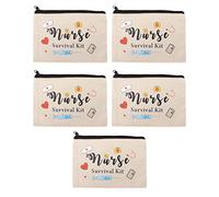 Nurse Makeup Bag, Cosmetic Bag with Nurse Theme Graphics, Zipper Survival Kit Pattern, Versatile Cotton Canvas Pouch for Nurses and Nurse Practitioners