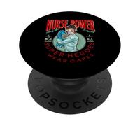 Nurse Power Saving Life is My Job Not All Heroes Wear Capes PopSockets PopGrip Adhésif