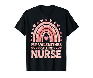 Nurse Rainbow My Valentines Call Me Nurse Cute Valentine T-Shirt