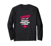 Nurse Survived Another Shift Dark Humour Design rétro Manche Longue