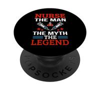 Nurse The Man The Myth The Legend Funny Nursing Nurses PopSockets PopGrip Adhésif
