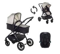 Nurse Track, Poussette bébé 2 en 1 + siège auto, hamac convertible en nacelle, pliage compact, avec habillage pluie et sac, Beige