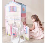 Olivia's Little World Maison De Poupée Nurserie Et Table À Langer 2 Façades Set De Jeu avec Chaise Haute, Berceau Et Bain TD-11460A