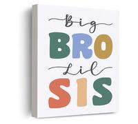 Nursery and Playroom Wall Art Big Brother Little Sister Canvas Poster Siblings Print Framed Decor(Unframed,16x24inch(40x60cm))