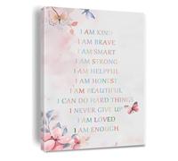 Nursery & Kids Room Decor - Positive Affirmations Canvas Wall Art, Inspirational 'I Am Enough' Poster for Boosting Confidence, Colorful Print (Framed,08x12inch(20x30cm))