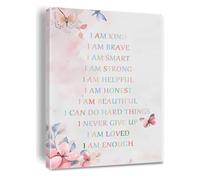 Nursery & Kids Room Decor - Positive Affirmations Canvas Wall Art, Inspirational 'I Am Enough' Poster for Boosting Confidence, Colorful Print (Unframed,08x12inch(20x30cm))