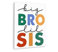 Nursery Siblings Wall Decor - Big Bro Lil Sis Matching Canvas Art Set, Personalized Gift for New Baby & Older Sibling (Unframed,16x24inch(40x60cm))