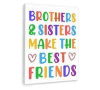 Nursery Wall Art for Siblings - Brothers and Sisters Make the Best Friends Print, Welcome New Baby Gift Family Poster for Shared Room(Framed,12x18inch(30x45cm))