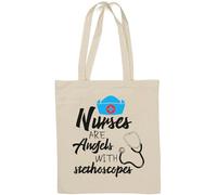 Nurses are Angels with Stethoscopes Sac fourre-tout en coton naturel Blanc