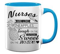 Nurses are Like Pineapples Tough On The Outside Sweet On The Inside Tasse à thé café en céramique Bleu clair
