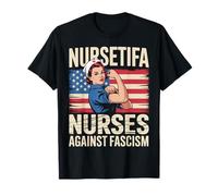 Nursetifa Drapeau d'infirmière Contre Le fascisme Résister No Kings RN LPN T-Shirt