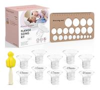 Nursi Luna Kit de calibrage de bride 3 en 1 avec 10 inserts de bride 13/15/17/19/21 mm, règle de mamelon, brosse de nettoyage, kit d'insertion de bride en silicone pour la plupart des pompes, pompage