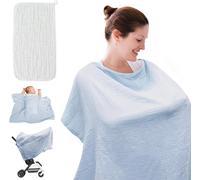 Nursing Apron,Nursing Cape Baby,100% Cotton Baby Nursing Cover With 1 Towel For Baby,Soft,Breathable And Adjustable Straps,For Strollers (Hellblau)