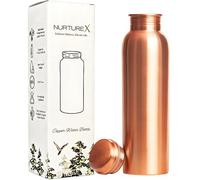 NurtureX Bouteille d'eau en cuivre pur de 1 litre, résistante à l'oxydation, anti-fuite, sans articulation, ayurvédique, fabriquée à la main (lisse)