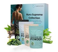 Nuru Supreme Collection | 4 x 50g de poudre Nuru japonaise | Sachets refermables | Glissant, neutre, ne tache pas | 200g jusqu’à 20L de gel | Fabriqué au Japon