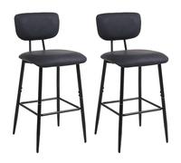 Nusetx Tabouret de Bar Lot de 2, Chaise de Bar avec Dossier et Repose-Pieds, Tabourets Haute pour Cuisine Salle à Manger Bistro, Chaise 65 cm de Haut, Noir