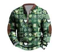 NUSGEAR Col V Multicolor Homme Manches Longues Sweater Pull Over T-Shirt Déguisement de Leprechaun St Patrick Vêtements de Course Homme